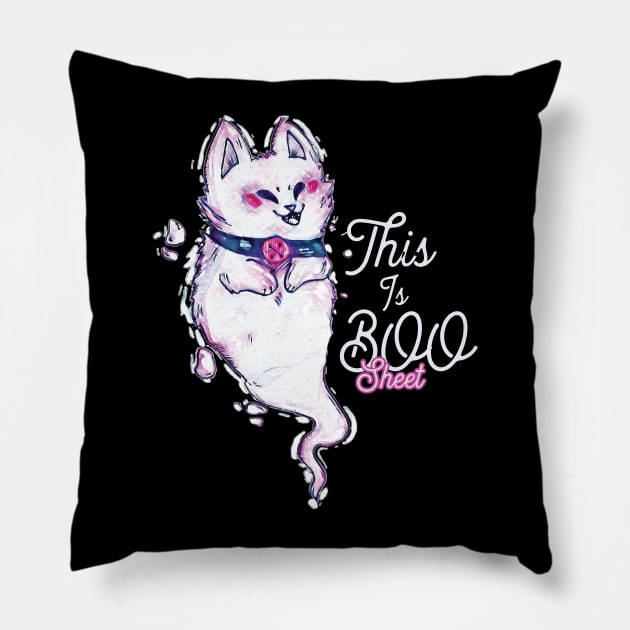 This is boo sheet funny halloween cat ghost Pillow by Trendsdk
