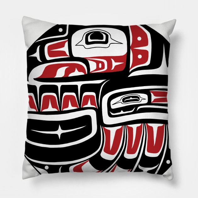 Tlingit Eagle round Pillow by Featherlady Studio