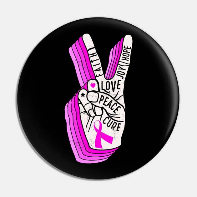 Faith Hope Love Peace Breast Cancer Awareness Gift Pin by Lones Eiless