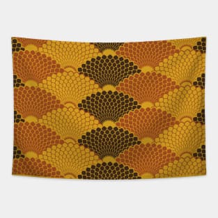 Reptile skin japanese seamless pattern (gold and brown colors) Tapestry