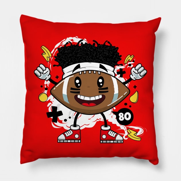 Patrick Mahomes Cartoon Pillow by HarlinDesign