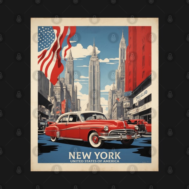 New York United States of America Tourism Vintage Poster by TravelersGems