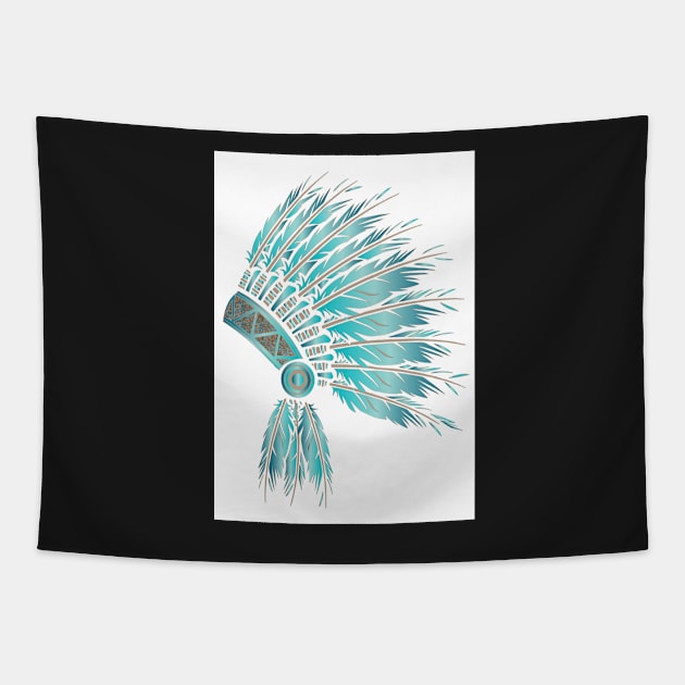 Headdress dream teal Tapestry by Accabella