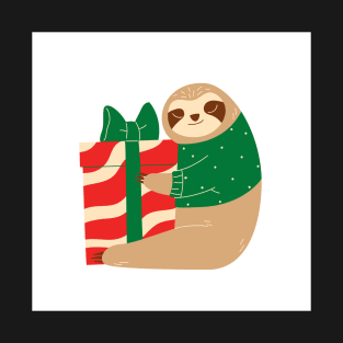 Christmas Otters Hug Present T-Shirt