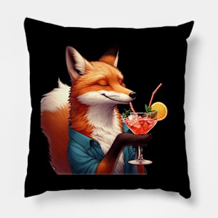 a fox with a drink АI Pillow