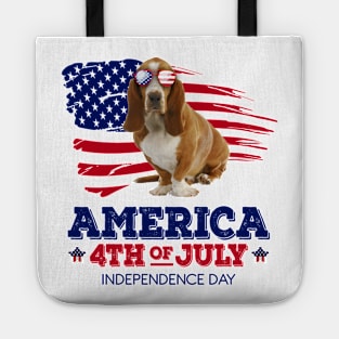 Basset Hound Flag USA - America 4th Of July Independence Day Tote