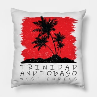 Trinidad and Tobago National Colors with Palm Silhouette Pillow