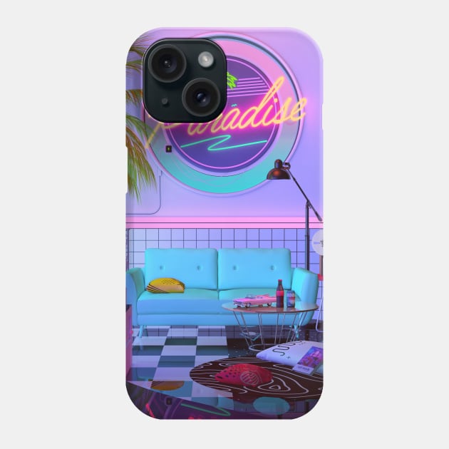 Paradise 1980s Phone Case by dennybusyet