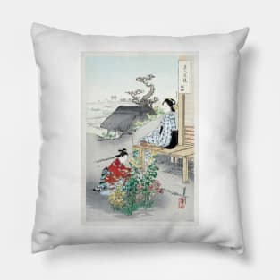 Caring for the Chrysanthemums by Ogata Gekko Pillow