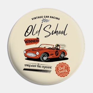 Vintage Car Racing Old School Pin