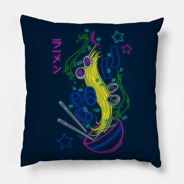 Neon Ramen Pillow by Getsousa