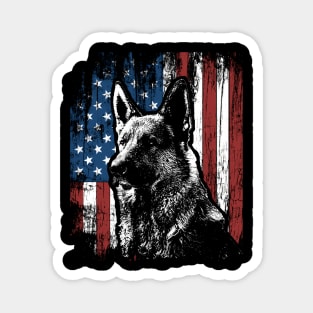 Ger Shepherd 4Th Of July American Flag Magnet