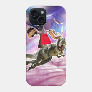 Lemur Riding Dinosaur Unicorn Eating Cake Phone Case