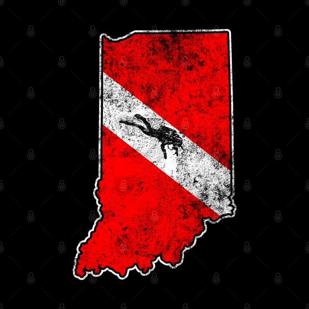 Indiana Dive Flag Scuba Diving State Map Dive Flag Distressed by TeeCreations