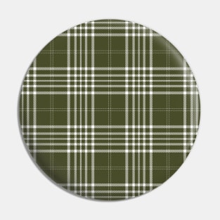 Sage Green and White Tartan Plaid Pattern Pin