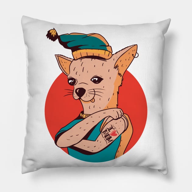 CHIHUAHUA MOM TATTOO Pillow by jasebro