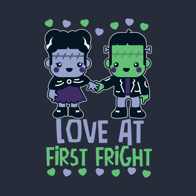 Love at First Fright Cute Frankenstein Monster and His Bride // Cute Halloween Classic Monster by Now Boarding