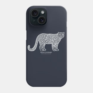 Snow Leopard with Common and Latin Names - on dark colors Phone Case