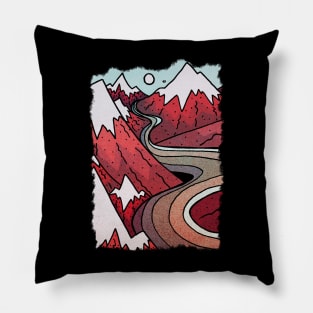 Red winter mountains Pillow