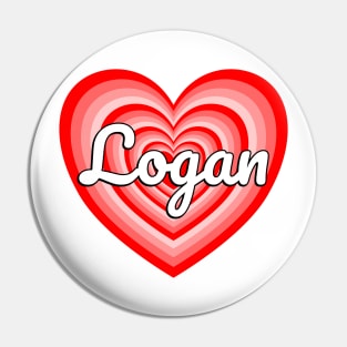 I Love Logan Heart Logan Name Funny Logan Pin