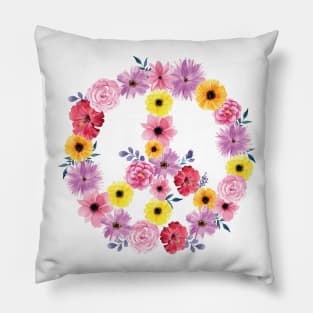 Flowers Peace Symbol Pillow