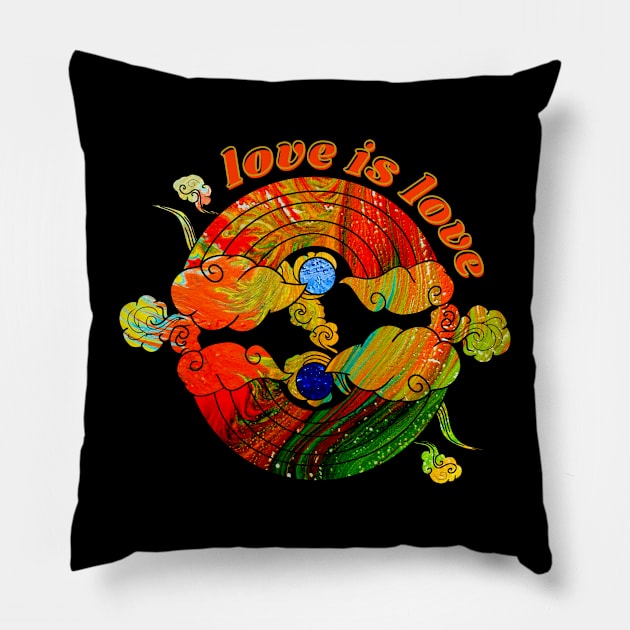 Love is Love Rainbows - Dark Neon Gems Pillow by v_art9