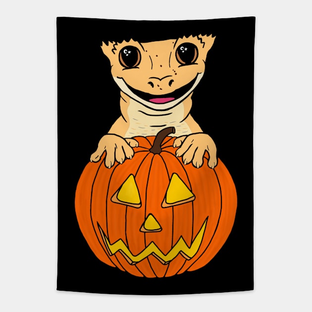 Crested Gecko Halloween Tapestry by EcoElsa