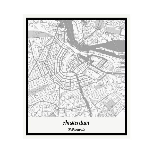 Map of Amsterdam - Netherlands by AeTDesignPT