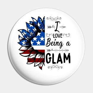 Vintage American Flag I Love Being A Glam Happy Independence Day Pin