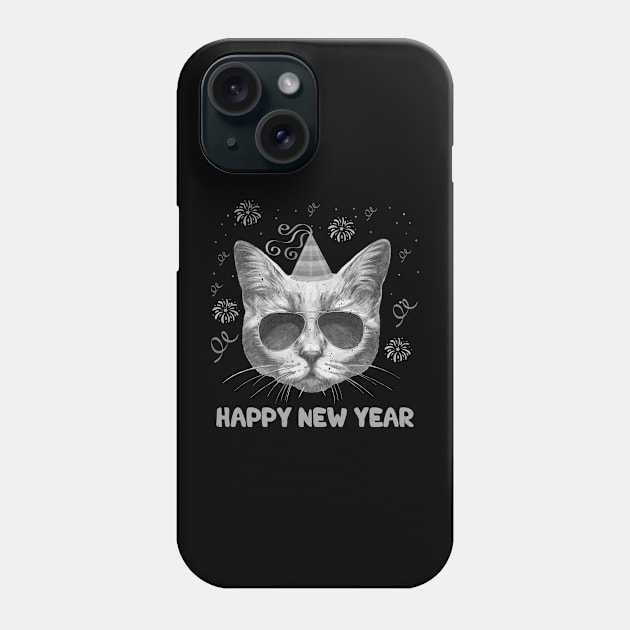 Happy New Year Funny Happy Meow Year Cat Lover Phone Case by dounjdesigner