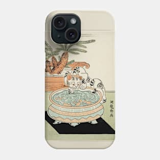 Cat pawing at goldfish Phone Case