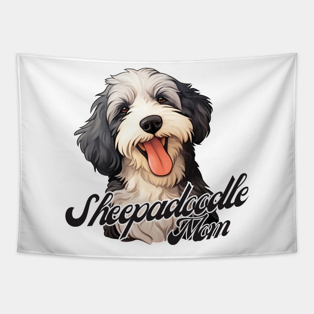 Sheepadoodle Mom T-Shirt - Dog Lover Gift, Pet Parent Apparel Tapestry by Baydream