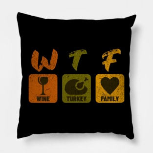 Wine Turkey Family Thanksgiving Pillow