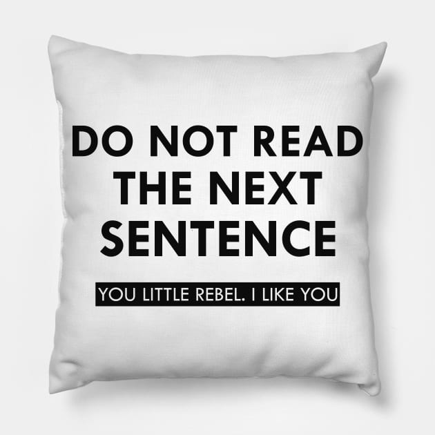 Do not read the next sentence You little rebel I like you Pillow by KC Happy Shop