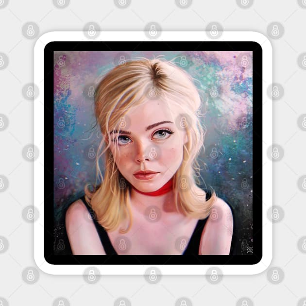 Cute Blonde Girl with Cute Eyes Digital Art Girl Magnet by sports_hobbies_apparel