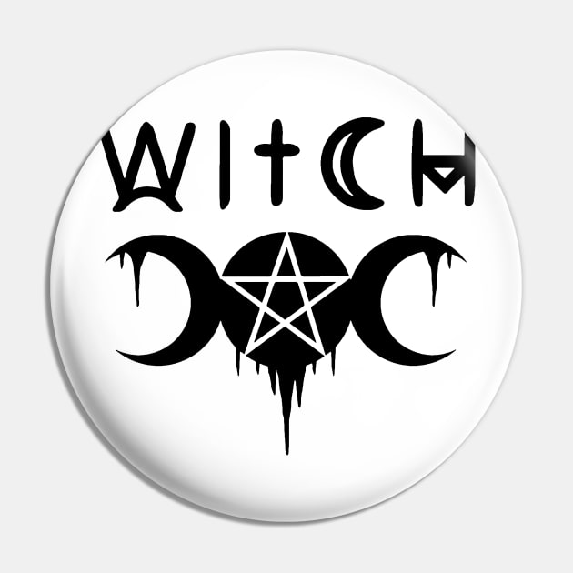 WICCA, WITCHY, WITCHCRAFT,  THE TRIPLE MOON Pin by Tshirt Samurai