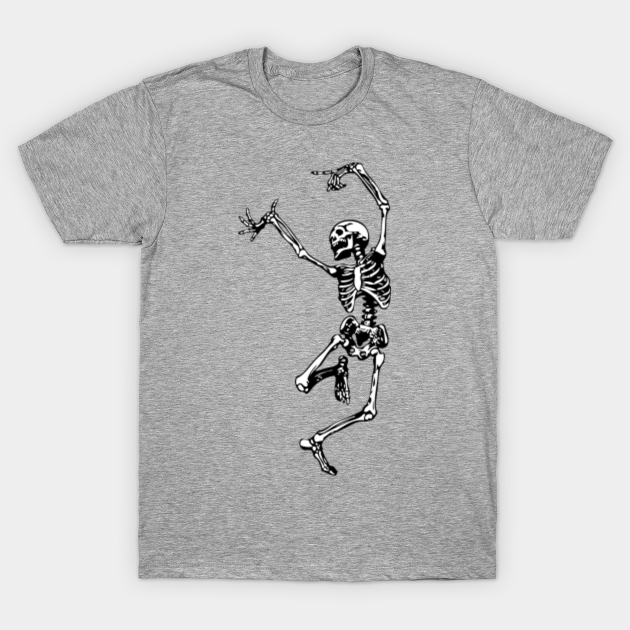 Dancing Skeleton | Black and White | - Dancing Skeleton - T-Shirt