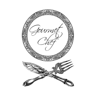 'Gourmet Chef' Luxury Restaurant Design - Retro Illustration Design T-Shirt