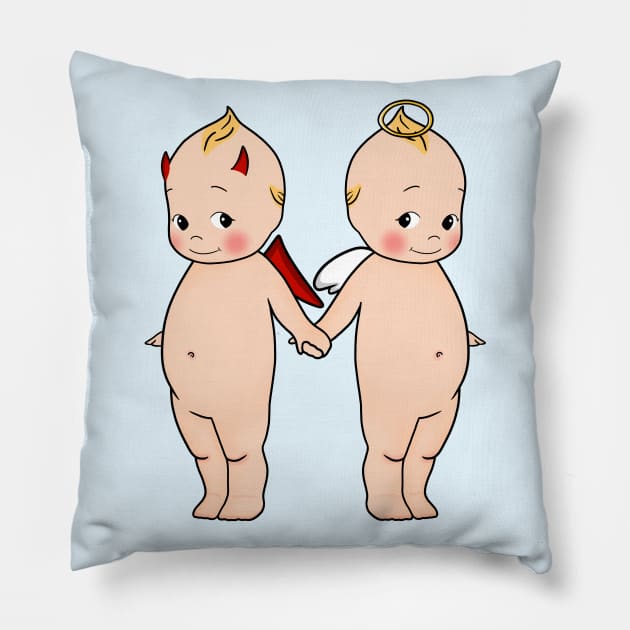 Angel & Devil Kewpies Pillow by juurkaa