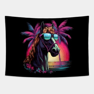 Retro Wave Appaloosa Horse Good Vibes Tapestry