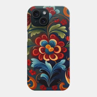 Norwegian Rosemaling-Oil On Canvas #27 Phone Case