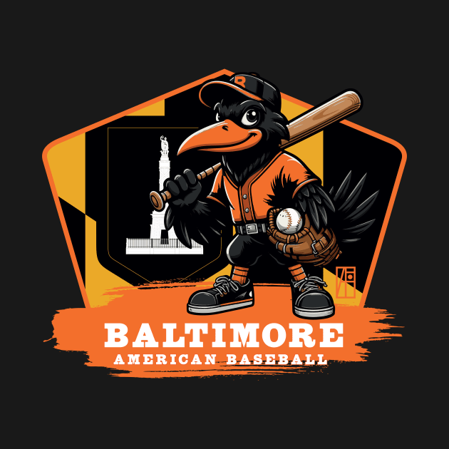 USA - American BASEBALL - Baltimore - Baseball mascot - Baltimore baseball by ArtProjectShop