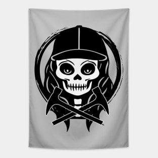 Rockhound Skull and Hammer Black Logo Tapestry