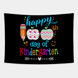 Happy 100Th Day Of School Kindergarten Teacher Or Student Tapestry