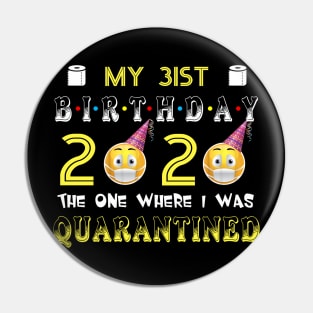 my 31st Birthday 2020 The One Where I Was Quarantined Funny Toilet Paper Pin