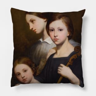 Portrait of Rene, Cecile and Louise Franchomme by Ary Scheffer Pillow