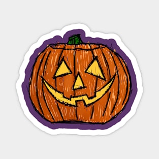 Dark and Gritty Sketched Jack O Lantern Carved Pumpkin Magnet