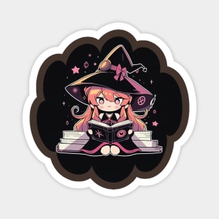 Baby Witch Libra Zodiac Sign Reading Spell Book Chibi Style Magnet