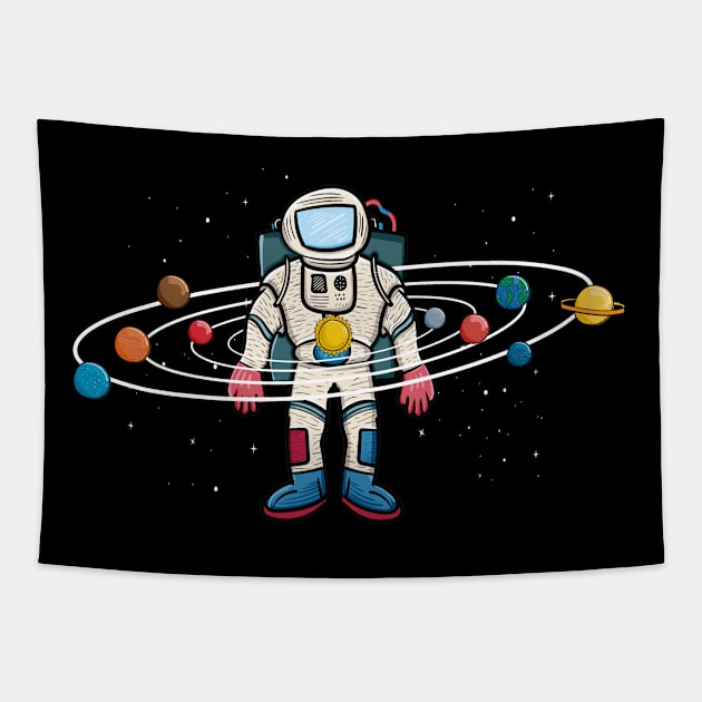 Astronaut with planets and Galaxy kids gift idea Tapestry by dconciente