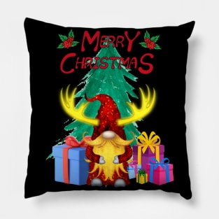 Christmas Present T-Shirt, Christmas Gnome with Christmas Tree and Christmas Presents Pillow